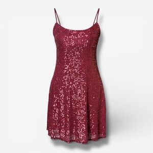 NWT Altar’d State Red Sequin Mini Dress Size Medium Spaghetti Strap Party